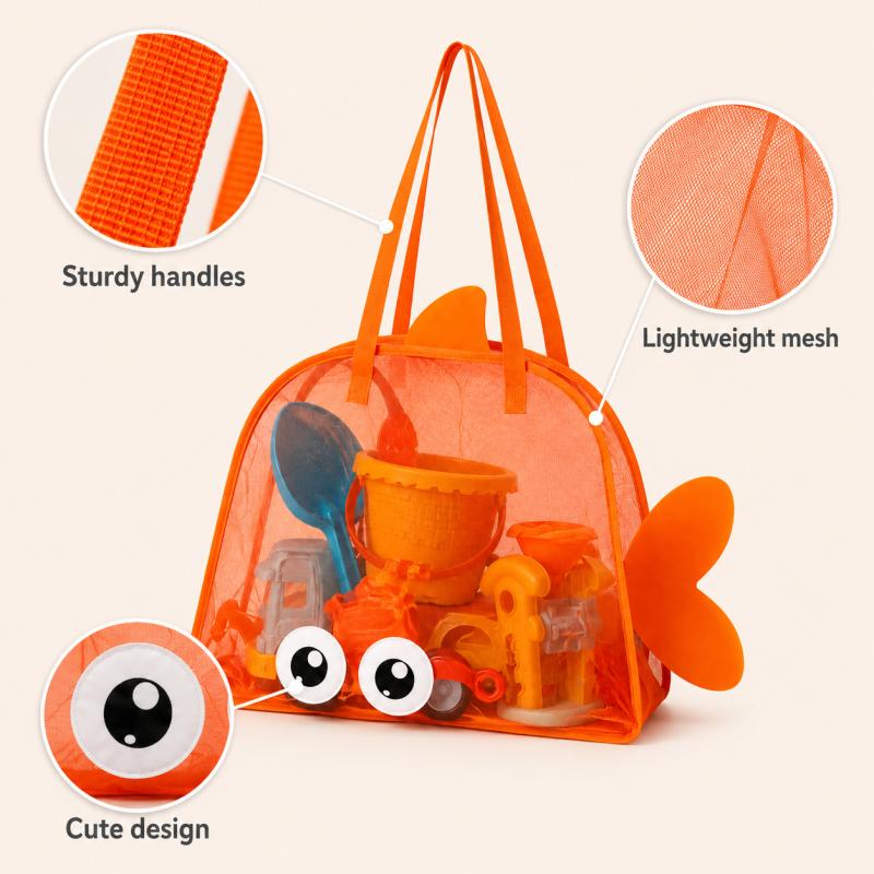 Large Capacity Mesh Beach Toy Bag For Kids Outdoor Sand Toys Storage, Lightweight Carry Bag With Handles For Beach, Travel And Home