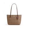 Fiona 24 Estampa de Marca Logo Metálico Bolsa Tote Bolsa de Compras Bolsa de Mão Feminina tote Marrom Escuro CBT18-IMXHE