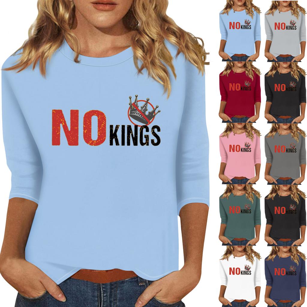 Women's Fashionable Casual Three-quarter Sleeve Round Neck Top