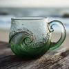 Tasse de Plage Résine Marine Tasse Vague Verre Vague Texture Unique Tasse Thème Amoureux de la Plage Thème Marin Tasse à Eau Thé Verre à Café Mug