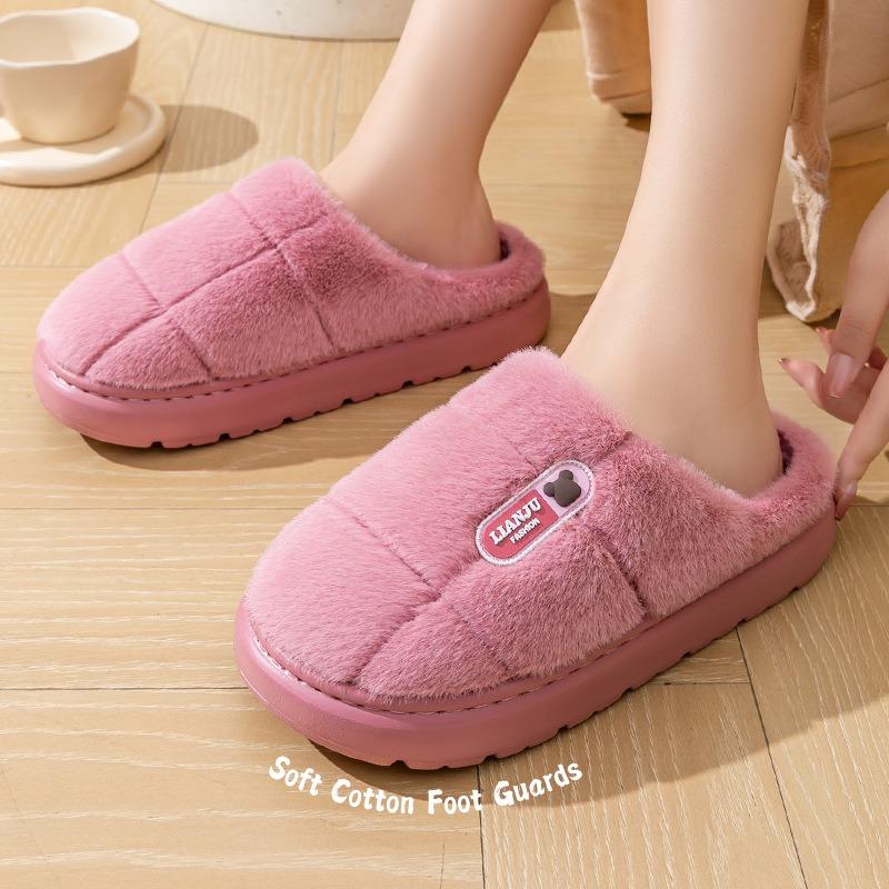 Large Size Cotton Slippers Men Wear Outside In Winter, New Indoor Home Thick Bottom Warm Non-slip Plush Slippers Men