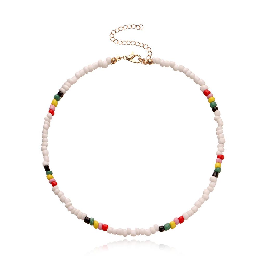 Colorful Rice Bead Necklace with Butterfly & Starfish Charms