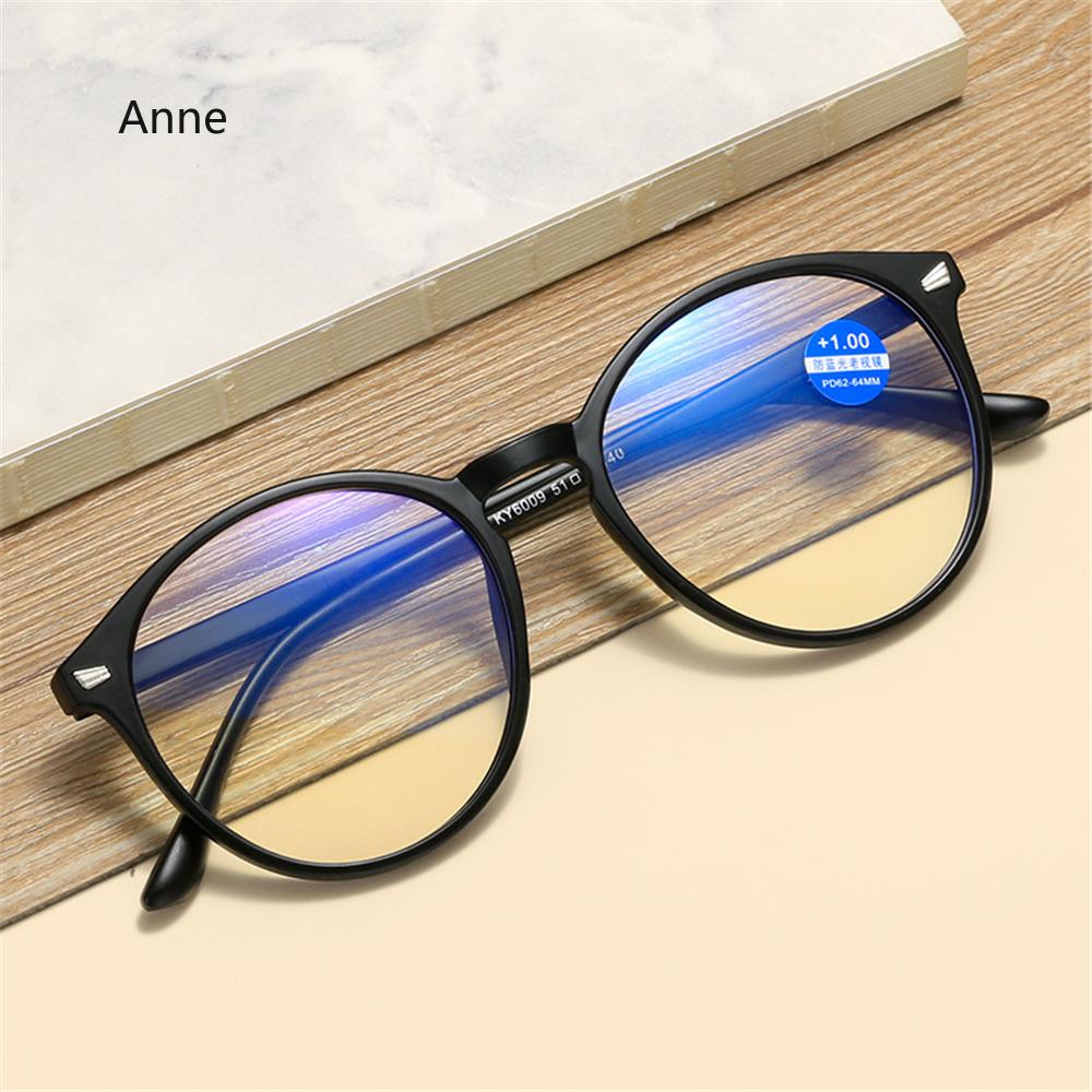 Diopters +1+1.5+2+2.5+3+3.5+4 Women Men Round Reading Glasses Fashion Ultra-light Anti Blue Light Presbyopia Eyeglasses