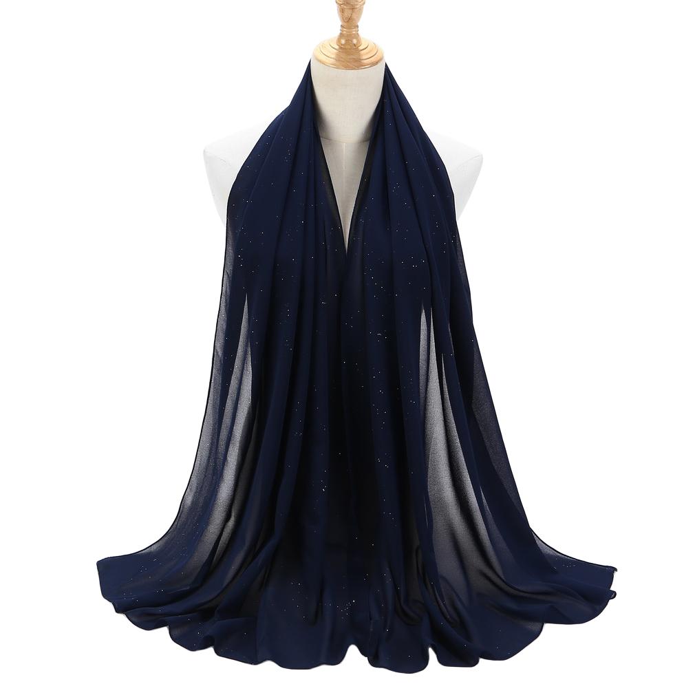 Women's Chiffon Shawl, Glitter Gold Powder Scarf, Chiffon Hijab for Party/Beach