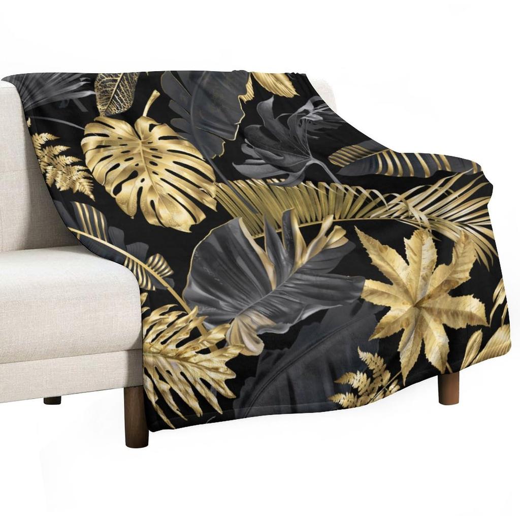 Tropical Palm Leaves Throw Blanket Ultra Soft Warm Lightweight Cozy Plush Blanket for Bed Chair Car Sofa Couch Bedroom Dorm
