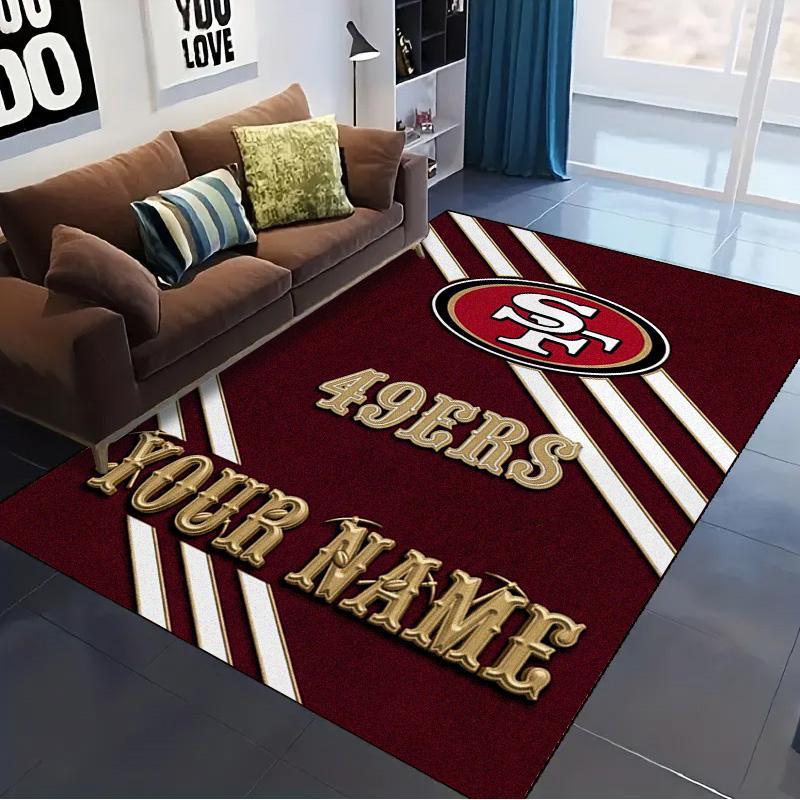 Benutzerdefinierter San Francisco 49ers Teppich für Wohnzimmer, Schlafzimmer, Zuhause, Sofa-Dekoration, Rutschfeste Bodenmatte für Kinder