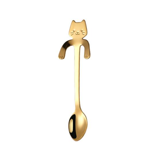 304 Stainless Steel Coffee Spoon, Hanging Cat Spoon for Mugs Tall Cups, Long Handle Tea Stirring Spoon, Ideal for Desserts & Ice Cream Lovers
