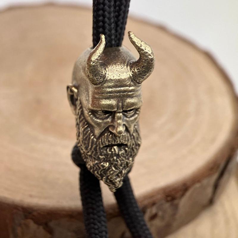

Nordic Warrior Head Sculpture Brass Knife Beads Edc Diy Umbrella Cord Woven Bracelets Lanyard Pendants Outdoor Hangings 1