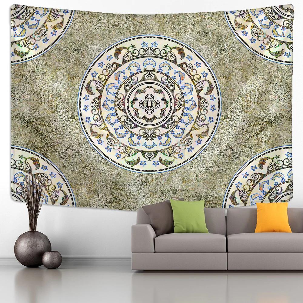 Mandala Tapestry Wall Hanging Boho Decor Wall Cloth Tapestries Psychedelic Hippie Night Moon Tapestry Mandala Wall Carpet 70X100cm
