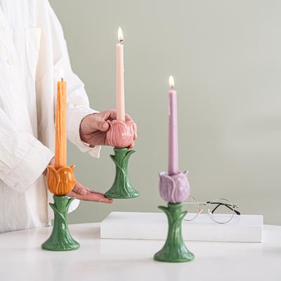 Keramik-Tulpen-Kerzenständer Simulierte Blumen-Kerzenständer Kerzenhalter Dreidimensionaler Tulpen-Kerzenständer Halter Wohnkultur
