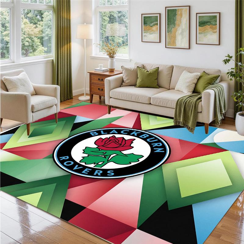 Blackburn Rovers Football Design Crystal Velvet Rug Soft Decorative Mat for Bedroom Entrance