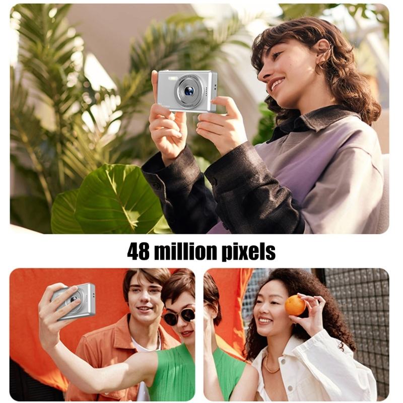 Digitalkamera 4K 48MP Kinderkamera 8-facher Zoom Anti-Shake Point-and-Shoot-Kamera für Teenager, Studenten, Kinder, tragbare Kamera