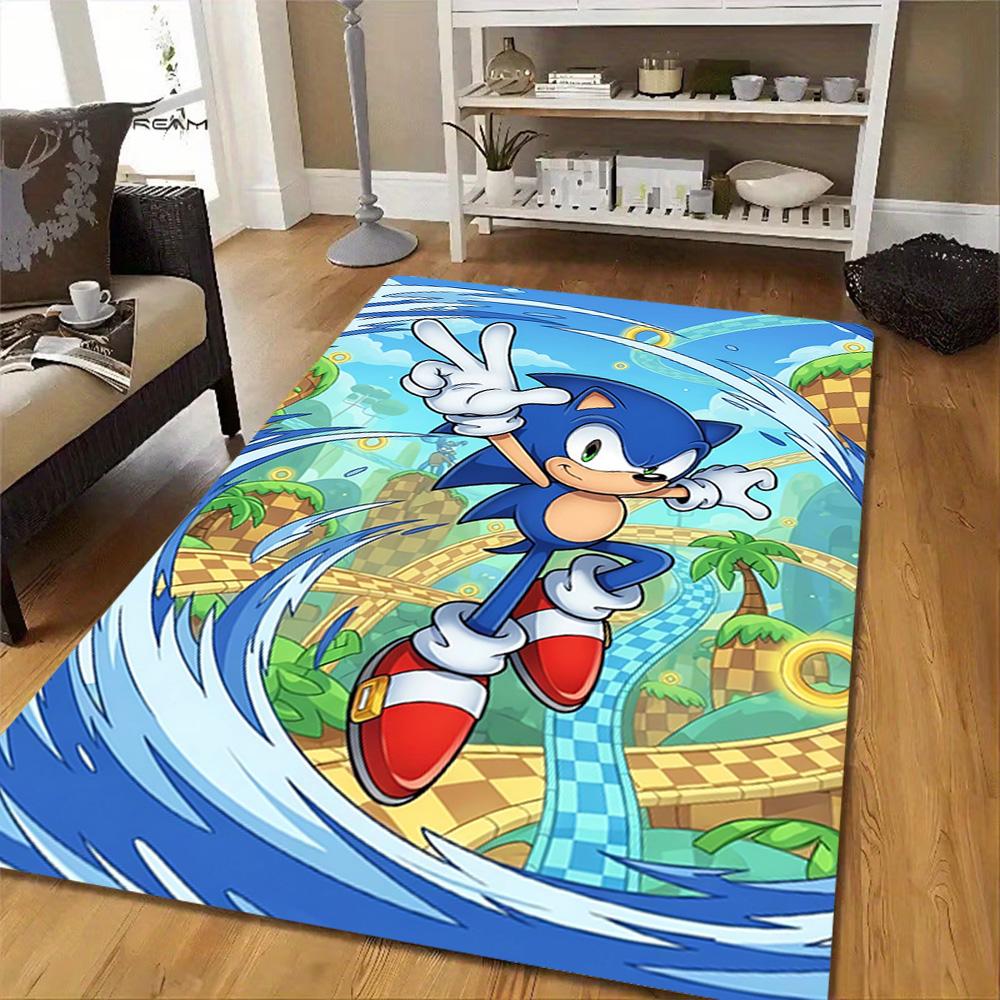 Sonic The Hedgehog Poster Decoration,Carpet,Living Room,Bedroom, Non-slip,Square rug