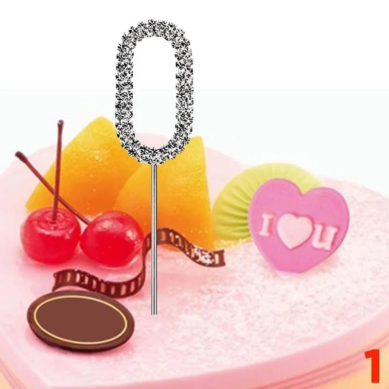 Cake Pick Silver Number Topper Clear Rhinestone Diamante GEM 0 1 2 3 4 5 6 7 8 9
