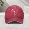 Heart Print Washed Baseball Cap Cotton Adjustable Casual Streetwear Sun Hat for Unisex