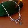 Inlaid Rhinestone Butterfly Water Drop Ear Hook Necklace Set Light Luxury High-end Retro Exquisite Bride Jewelry Sets for Women