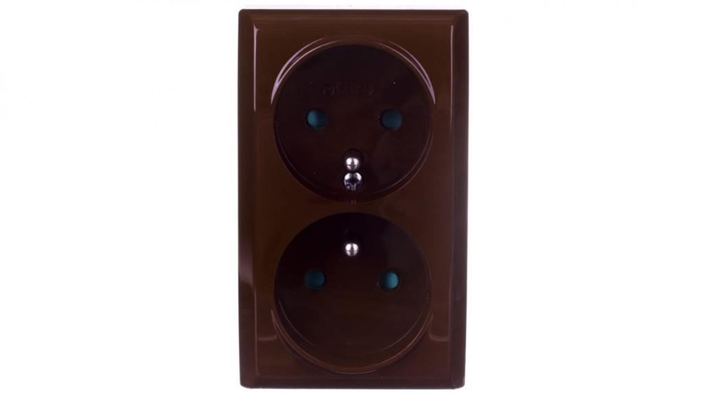 Bis Double Socket Z/U With Shutters Brown Gn-2Bzp/24