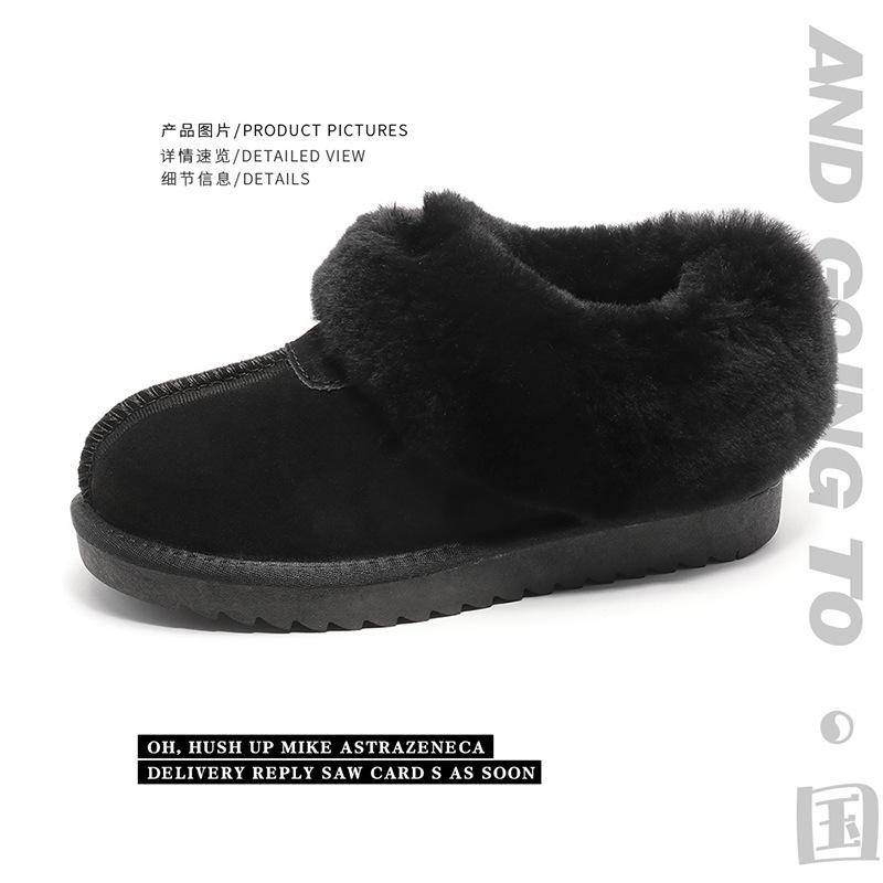 

New Tazt short snow boots women s wool mouth fur integrated fleece thickened warm non-slip shoes 40 чорний