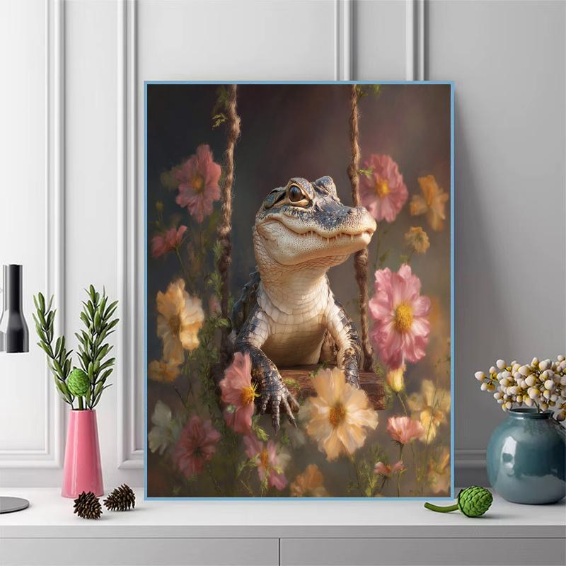 Crocodile Pattern  3pcs 100% Round Full Drill 5D DIY Diamond Painting Embroidery Cross Stitch Rhinestone Décor