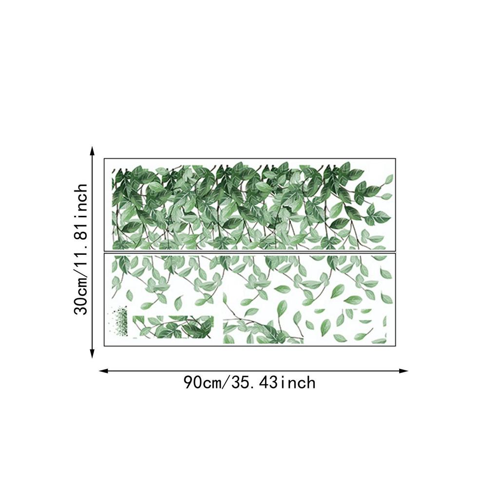 Green Plant Leaves Wall Sticker Hanging Plant Wall Decal for Nursery Kitchen