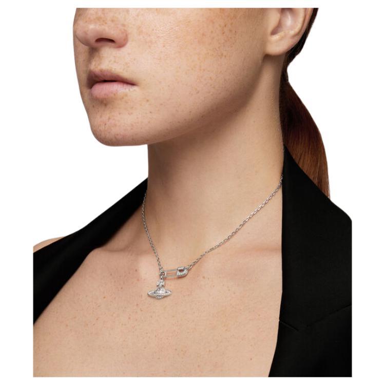 Vivienne Westwood Ball Design Brass Crystal Necklace Women necklace Silver 8050889135906