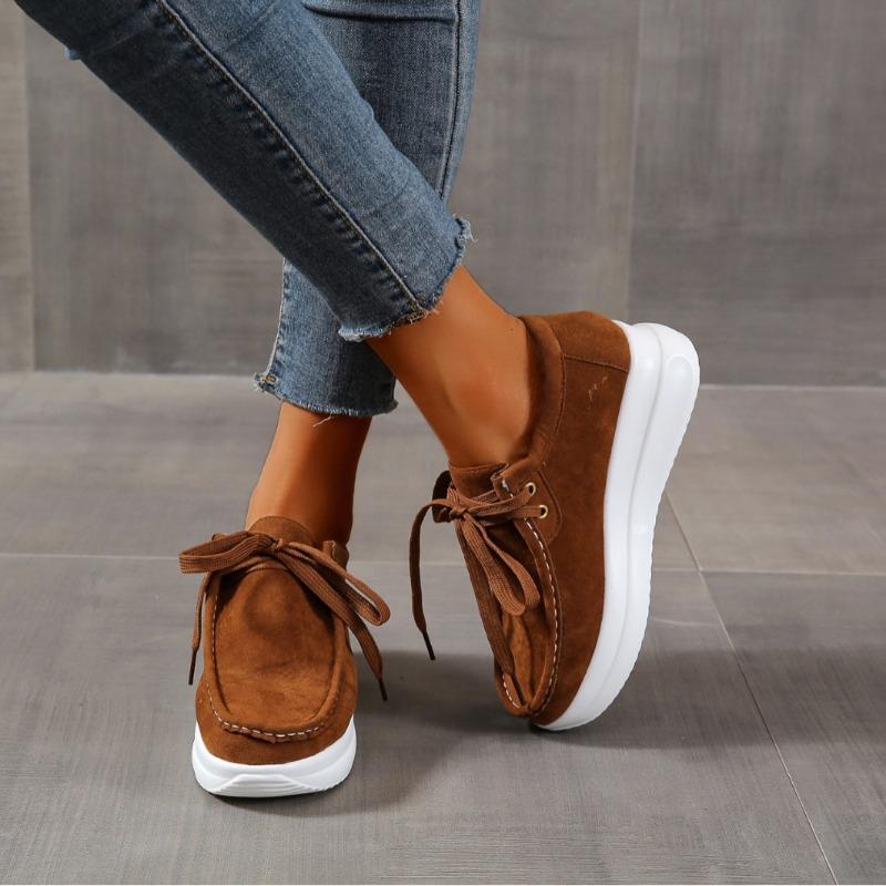 New Chunky Sneakers Women Solid Color Thick Bottom Lace Up Walking Women's Shoes Female Breathable Non Slip Platform Shoes