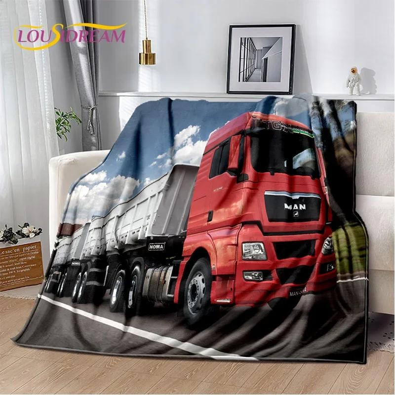 Coperta morbida in flanella 3D con motivo Camion per Letti Camera da letto Divano Picnic, Coperta da lancio per Coprire Tempo libero all'aperto Riposo Regalo