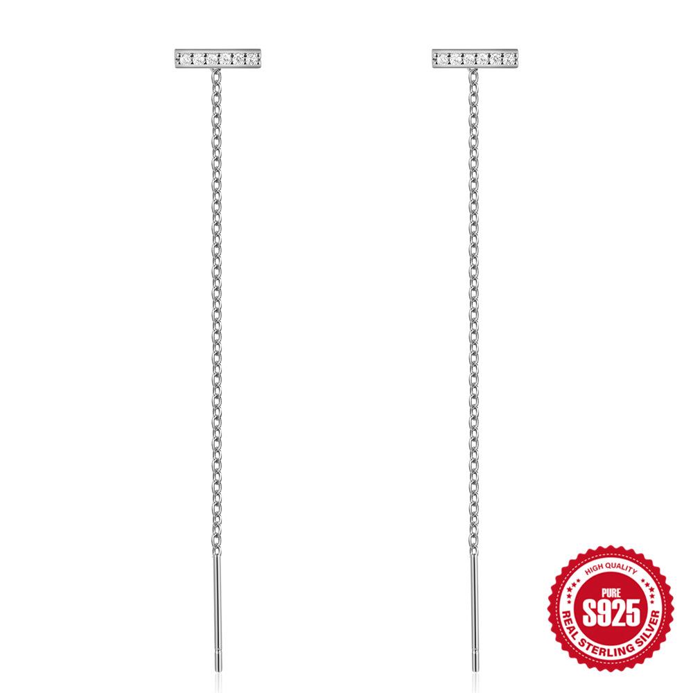 Einfache Tägliche S925 Sterlingsilber Typ C Kette Quaste Schmetterling Geometrische Ohrringe Ohrringe Damen Schmale Ohrringe