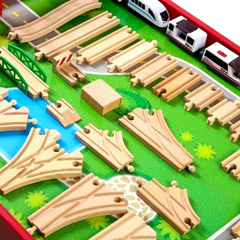 Wooden Train Track Racing Railway Toys All Kinds Wooden Track Accessories Fit for Biro Wood Tracks Toys for Children Gift