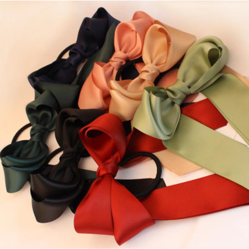 Korean Style Double Layer Satin Bow Hair Tie