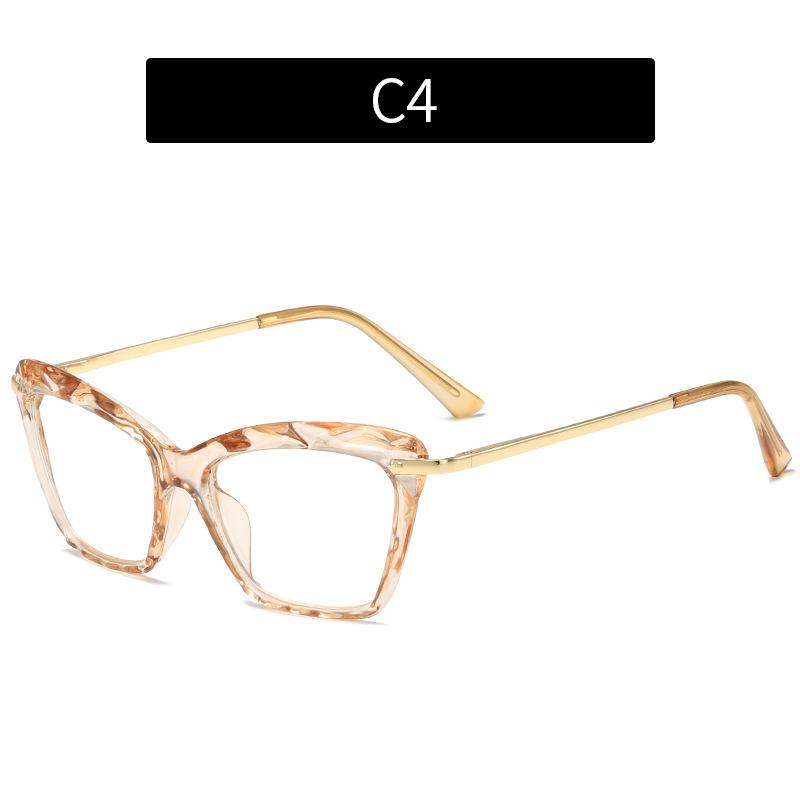 New fashion crystal multi-faceted flat mirror, European and American cat eye anti-blue light glasses frame trendy glasses frame