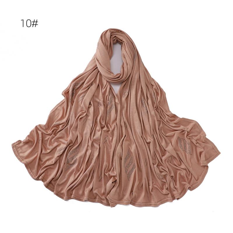 Rhinestone Floral Beads Modal Jersey Hijab Shawls Women Wrap Elastic Thick Muslim Full Cover Islam Foulards Bonnet Headband