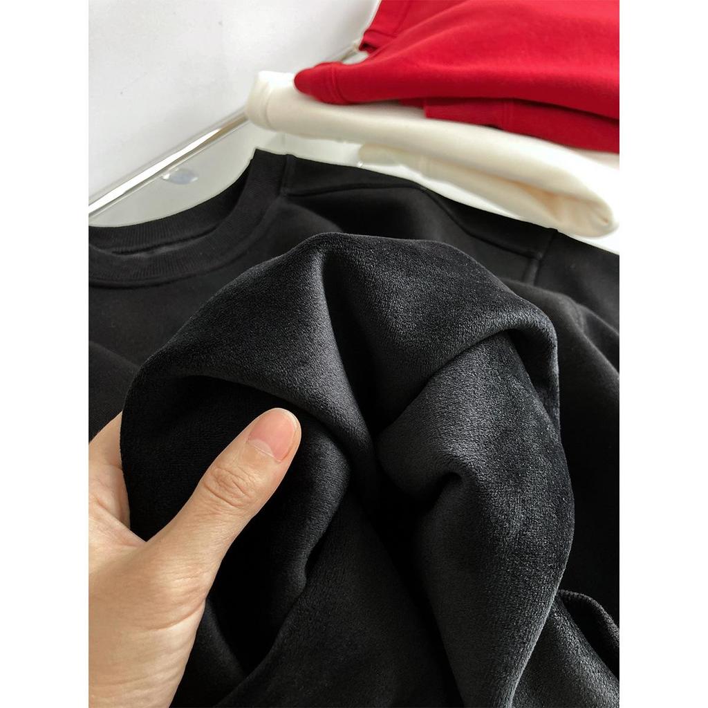 Luxi 2023 Sametově vínově červený pulovr s dlouhým rukávem pro ženy - Korejský styl