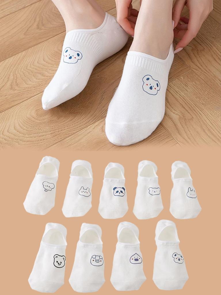 10 Pares de Meias Invisíveis Simples, Pacote de Meias Invisíveis Respiráveis de Corte Baixo, Meias e Meias-Calças Femininas