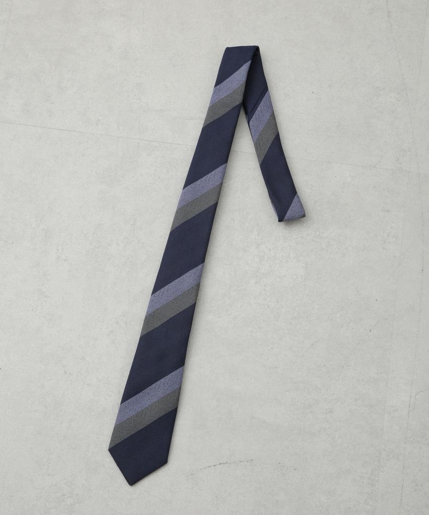 [Nano Universe] Kyoto Nishijin Washable Stripe Tie, Size 2, Men's F 120, Navy, 668-5242206