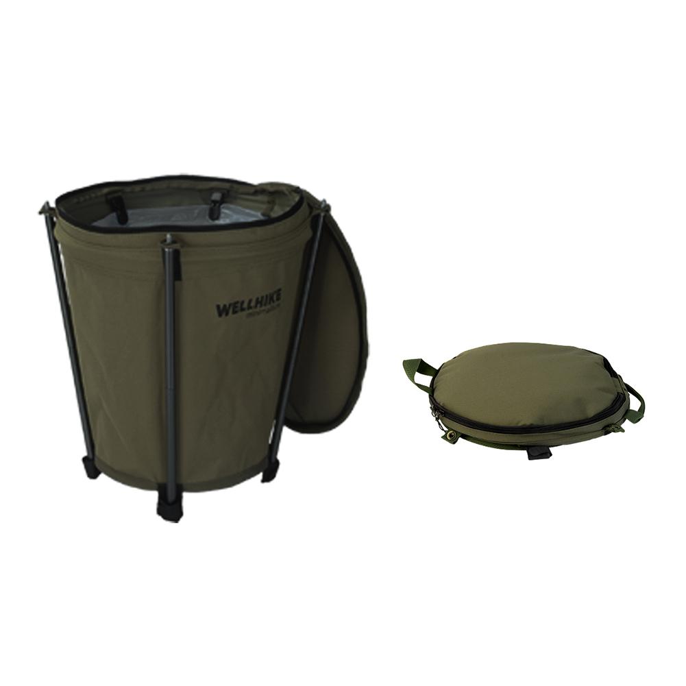 20L Camping Trash Can Portable Garbage Can Large Capacity Rubbish Wastebasket with Lid Foldable Trash Bin Camping Accessories темно-зеленого