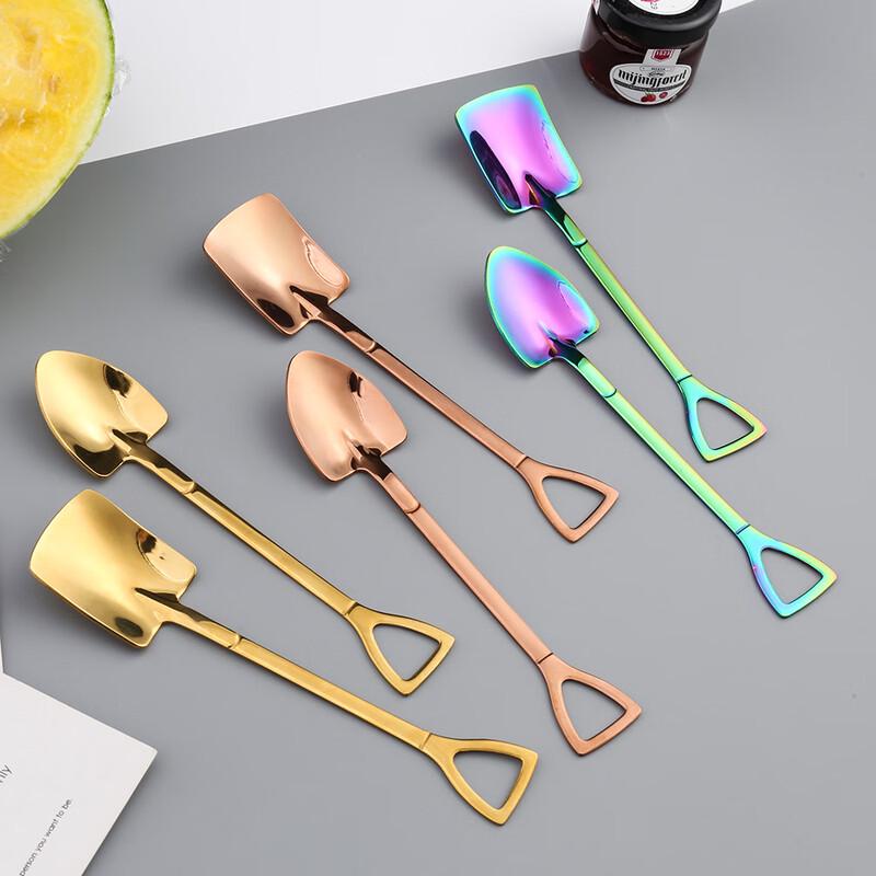 Heart-Handle Gold Stainless Steel Dessert Scoops
