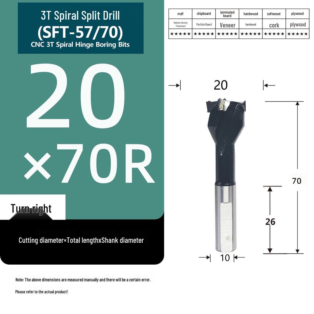 Yasen CNC Woodworking Three-Flute Spiral Drill Bit and Hole Opener