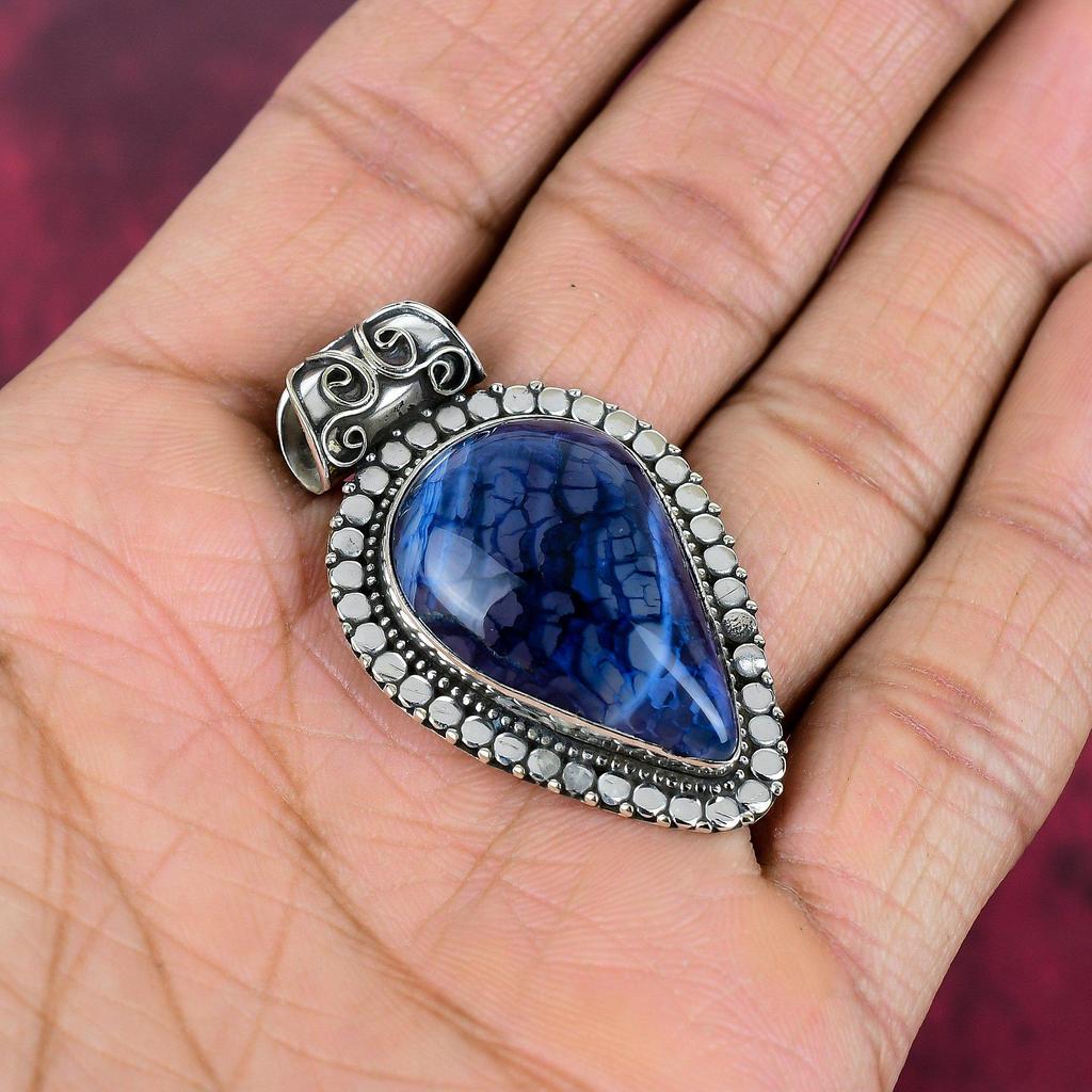 Wisiorek Dendryt Srebro Próby 925, Ręcznie Robiony Wisiorek z Kamieniem Szlachetnym, Prezent na Urodziny