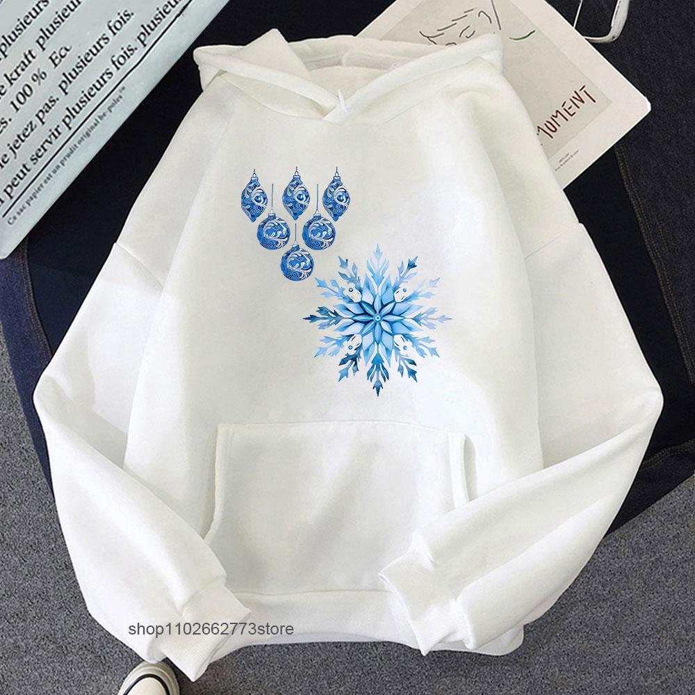 Chinoiserie Hoodies Blue and White Christmas Sweatshirts Men Y2k Sudaderas Women Long Sleeve Kpop Clothes