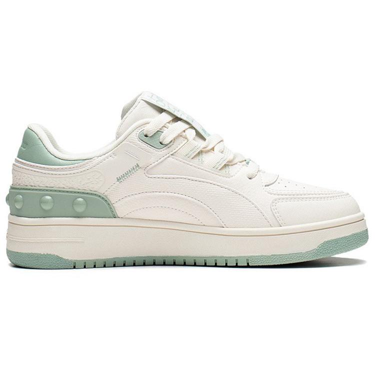 Li Ning Lightweight Abrasion Resistant Low top Skateboard Shoes Women's White Green AGCS248-3
