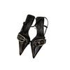 Niche French silver high heels bag head sandals fairy shoes 2025 new spring and summer temperament pointed single shoes