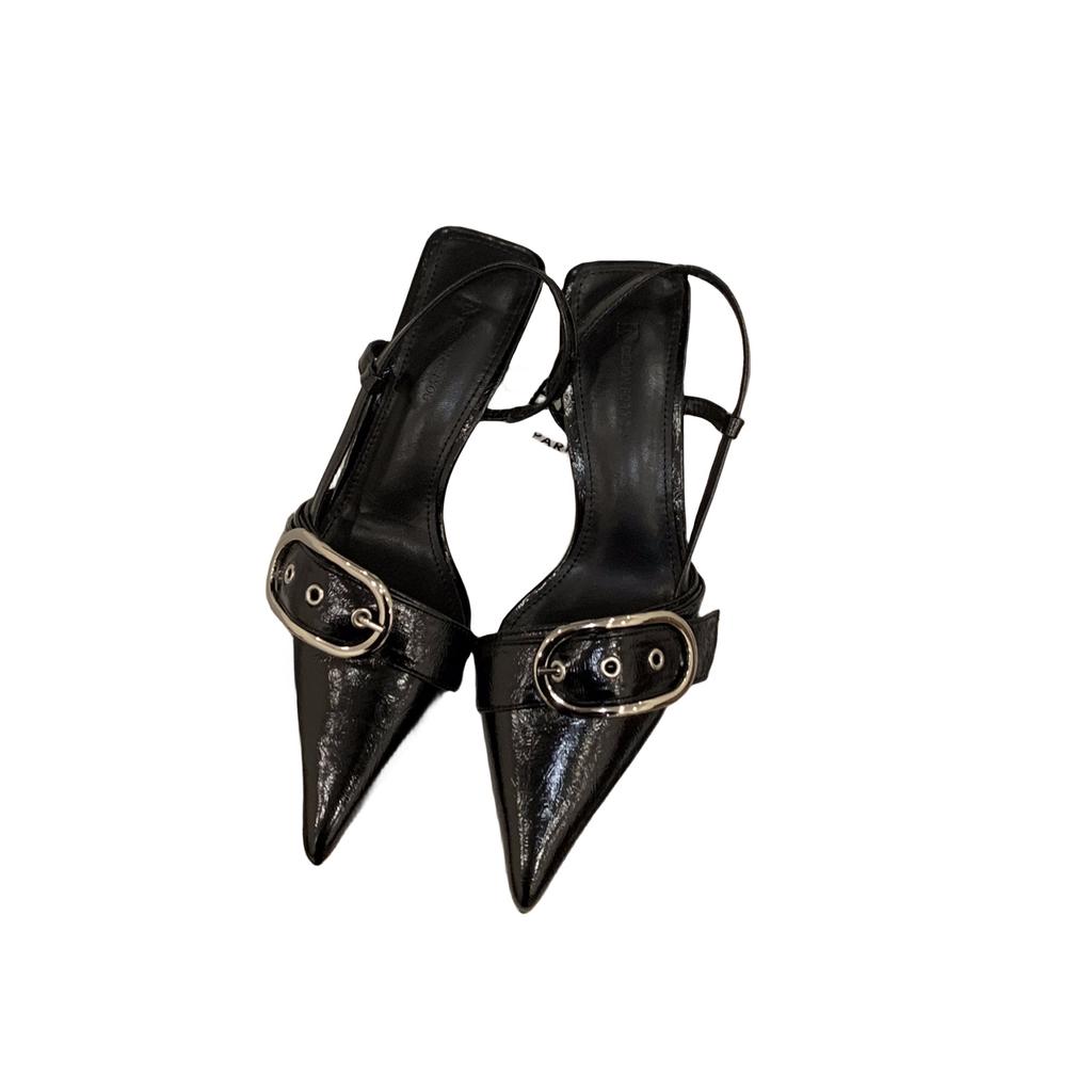 Niche French silver high heels bag head sandals fairy shoes 2025 new spring and summer temperament pointed single shoes