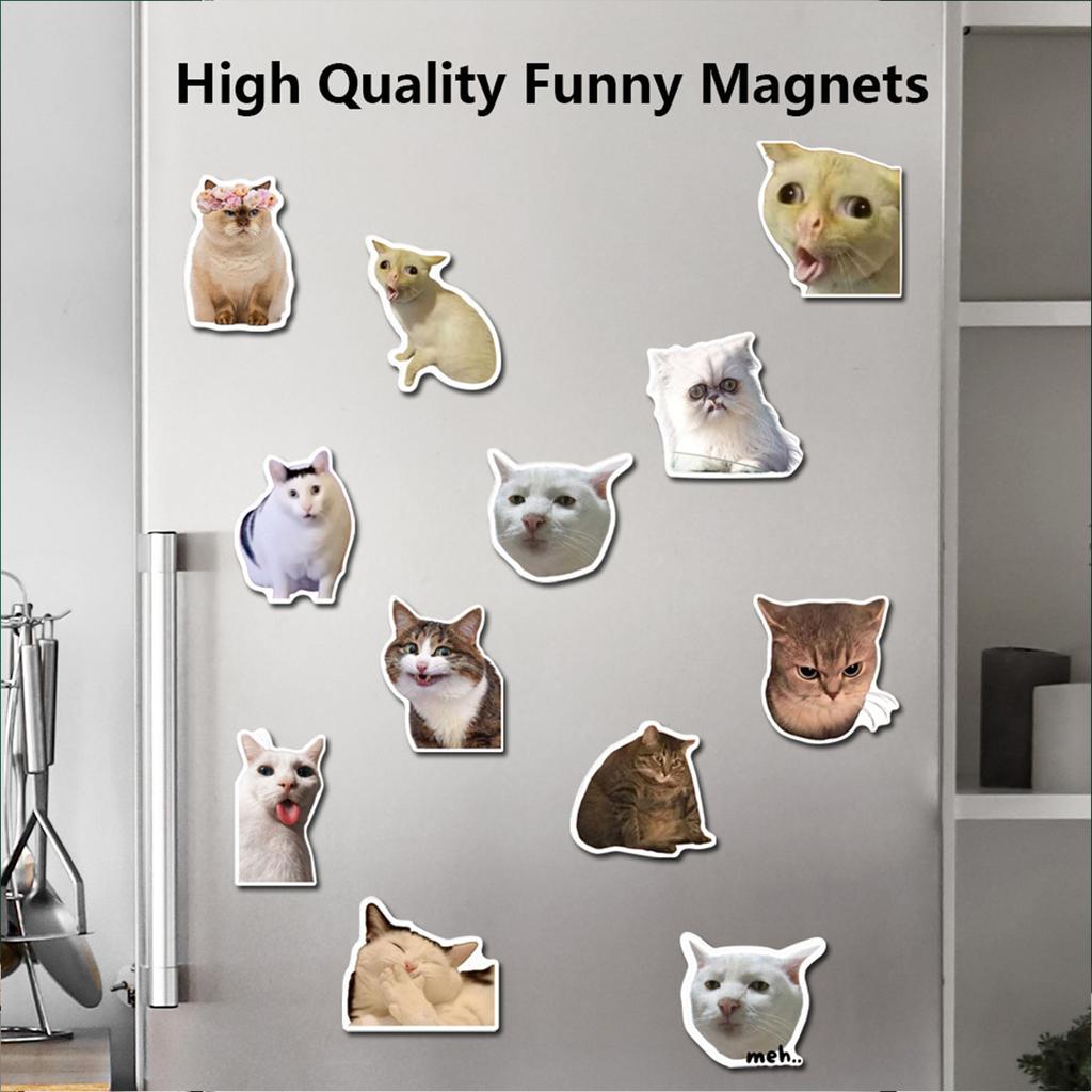 2/12 Pcs Funny Cat Fridge Magnets, Cute PVC Animal Refrigerator Magnet Set, Kitchen Home Decor Sticker, Easter Mother's Day Gift