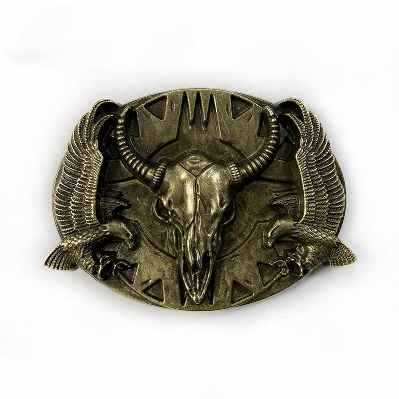 Double Eagle Tribal Bull Skull Belt Buckle - Retro & Stylish 4.0