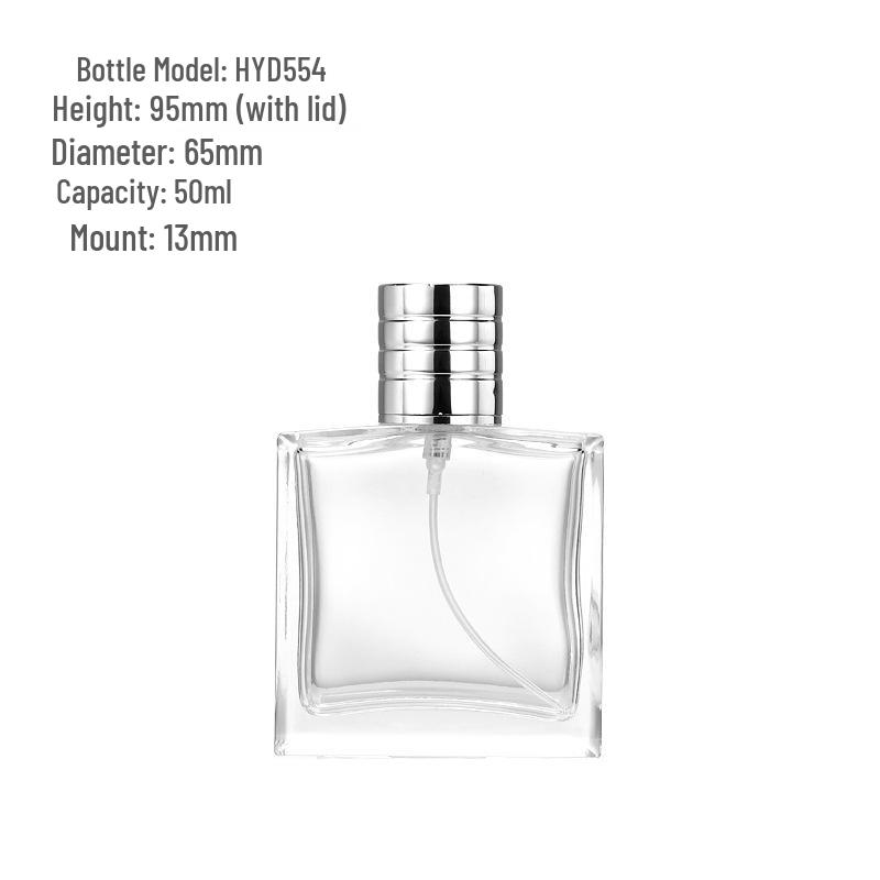 15ml Square Flat Glass Perfume Spray Bottle - Transparent, Simple, Hydrating, Press-Type, Snap-On, Sealed, Empty Travel Bottle
