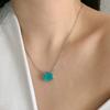 Jewelry Retro Collarbone Chain Inlaid Imitation Paraiba Egg 10 * 14 Pendant Four-Claw Sapphire Necklace