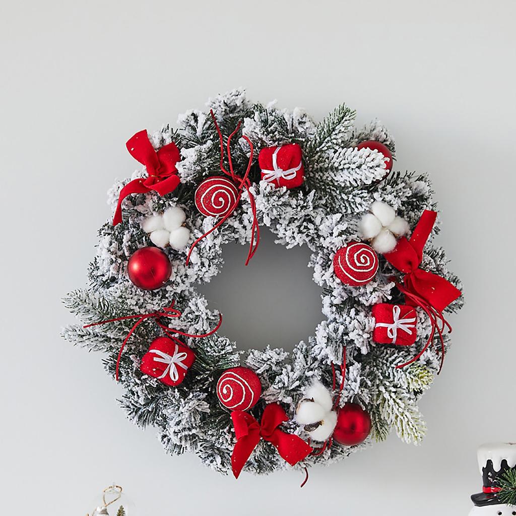 Wreath Decorations With Light Christmas Garland Decor Festive Garland Lighted 11.8Inch Wreath For Wall Winter Indoor Holiday