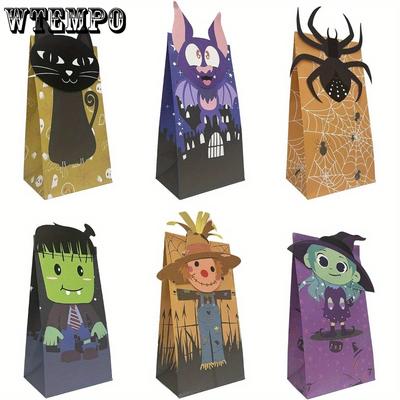24pcs Halloween Treat Bags Party Tote Bag Packs Trick or Treat Goody Bags with Stickers Gift Bag Halloween Gift Bags Party Favor Bags Gift Wrap Bags