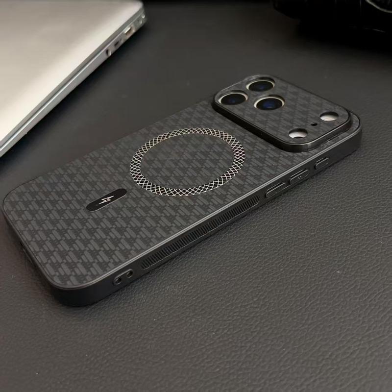 For Magsafe Leather Texture Magnetic Phone Cases For iPhone 16 15 14 17 Pro Max 16e Plus Case Wireless Charging Shockproof Cover